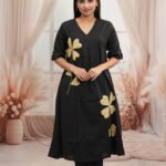 Golden Yellow Kurta & Pant Set – Butterfly Applique