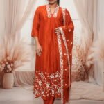 Analysis Elegant Two-Piece Silk Suit Set - Brown & White Floral Design
