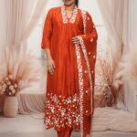 Analysis Elegant Two-Piece Silk Suit Set - Brown & White Floral Design