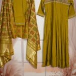 Olive Green Printed Suit Set – Mirror Work Dupatta