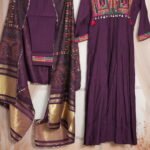 Plum Purple Kurta with Multicolor Yoke Embroidery