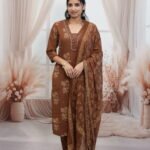 Chocolate Brown Block Print Kurta Set