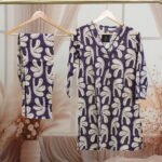 Two-Piece Kurta & Pant Set – Purple Abstract Print