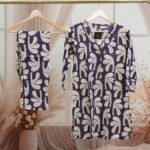 Two-Piece Kurta & Pant Set – Purple Abstract Print