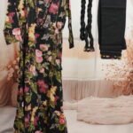 Black Floral Anarkali Suit Set – Beadwork Neckline