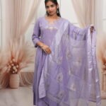 Embroidered Kurta Set – Lavender & Silver